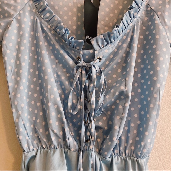 Polka-Dot Lace-Up Bodysuit - Picture 3 of 5